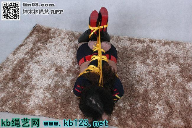  [Hogtie (Lying on stomach),Gag,High heel,Breast bondage,Elbows tied,Chinese Female,Crotch rope tie]