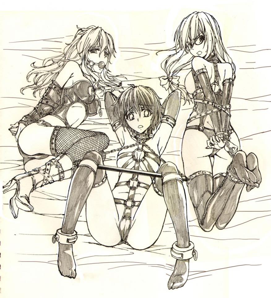 一些黑白拘束衣图 [Pantyhose,Hogtie (Lying on stomach),Gag,Leather,Japanese Anime,Bound arms behind]