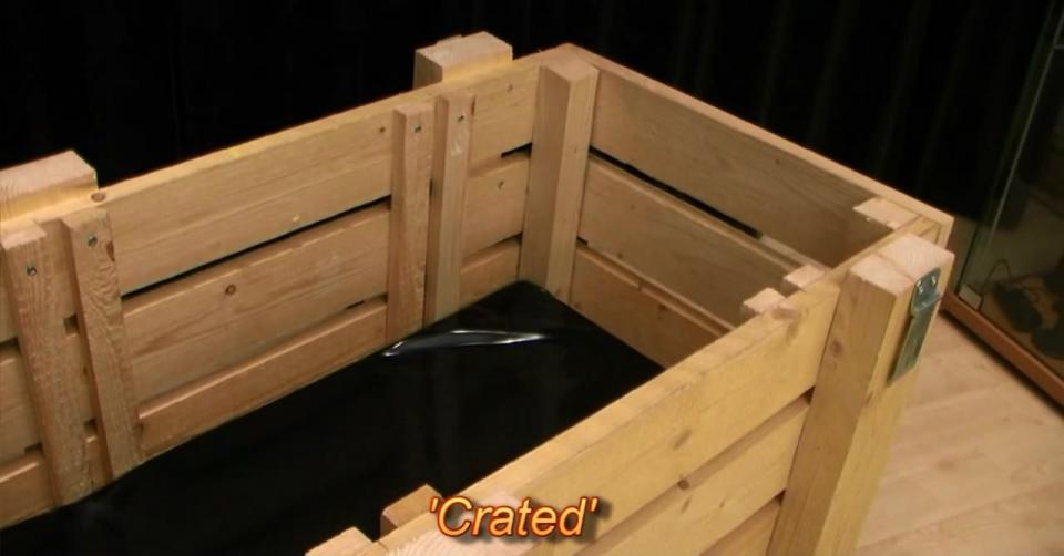Crated - 木箱里的女人 大概剧情是 先调教一个穿胶衣的美女，然后再把胶衣美女装到木箱子里，木箱是经过设计可以完美禁锢住让人动不了的。系列介绍 http://www.latexprison.de/index.html