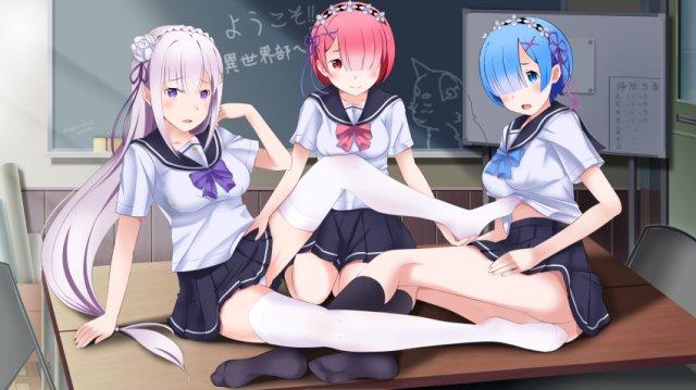 依旧收藏 [Pantyhose,Sailor suit,Japanese Anime,White Pantyhose,Stockings,Feet fetish,Rem,Ram]
