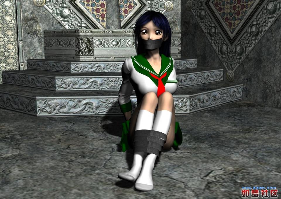 3d少女 [学生（水手服）,堵嘴,3D画,胶带]