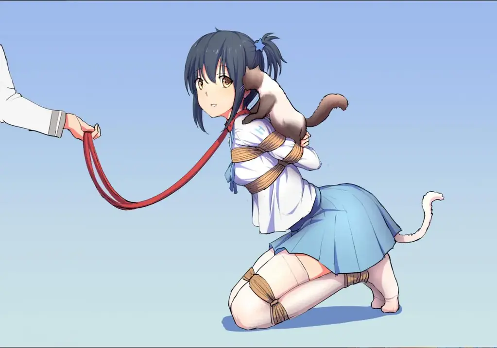  [Boxtie,Breast bondage,Japanese Anime,naval uniform,White Pantyhose,f-ism,Dog chain,Bound arms behind,Tail,ひみつ]