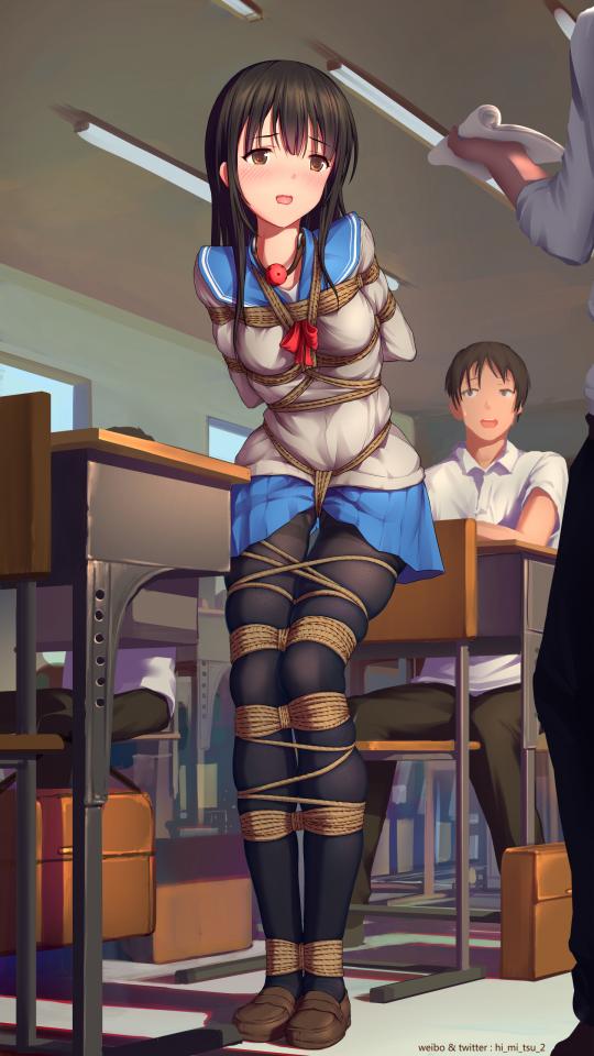  [Gag,Breast bondage,Japanese Anime,Crotch rope tie,Bound arms behind,ひみつ]
