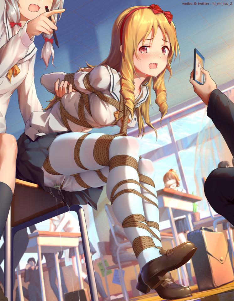  [Boxtie,Gag,Breast bondage,Japanese Anime,White Pantyhose,Bound arms behind,ひみつ,Vibrator]