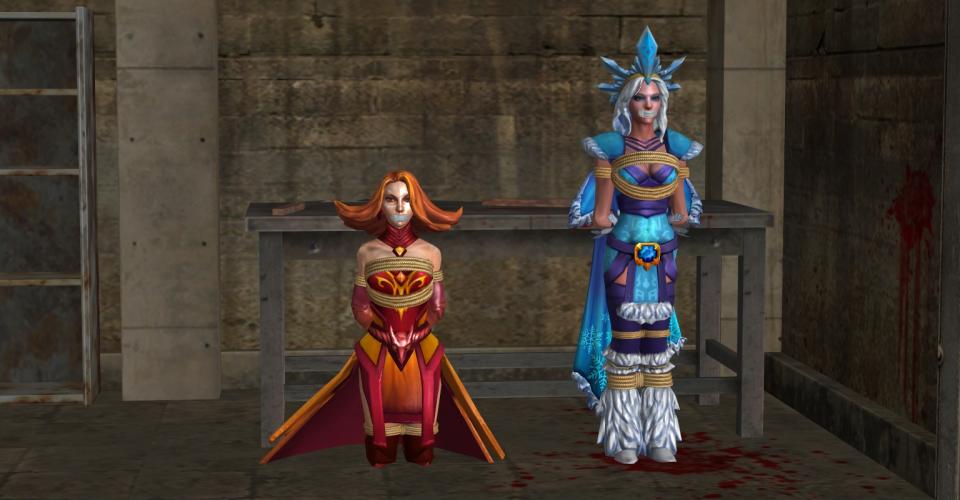 dota2捆绑 - 大家是喜欢火女呢还是冰女，可以私信我喜欢哪一张图 [堵嘴,3D画]