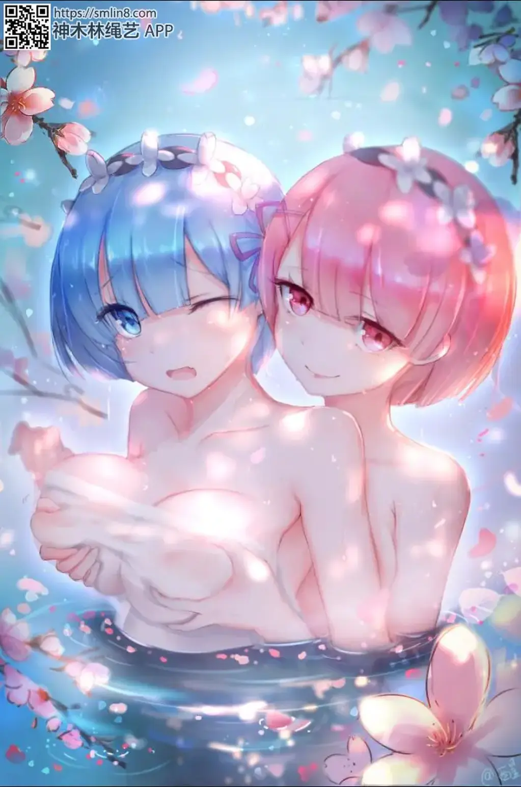  [Japanese Anime,Lesbian,Rem,Breast Fondling]
