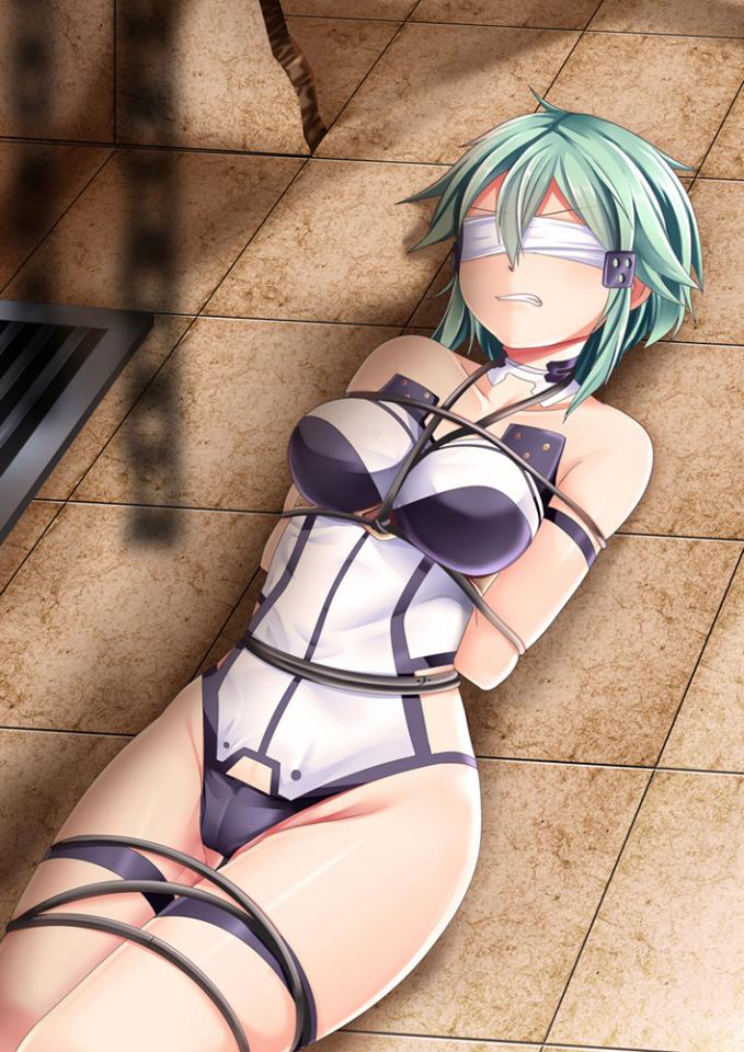  [Boxtie,Breast bondage,Japanese Anime,Underwear,Blindfolded,Bound arms behind,Leotard]