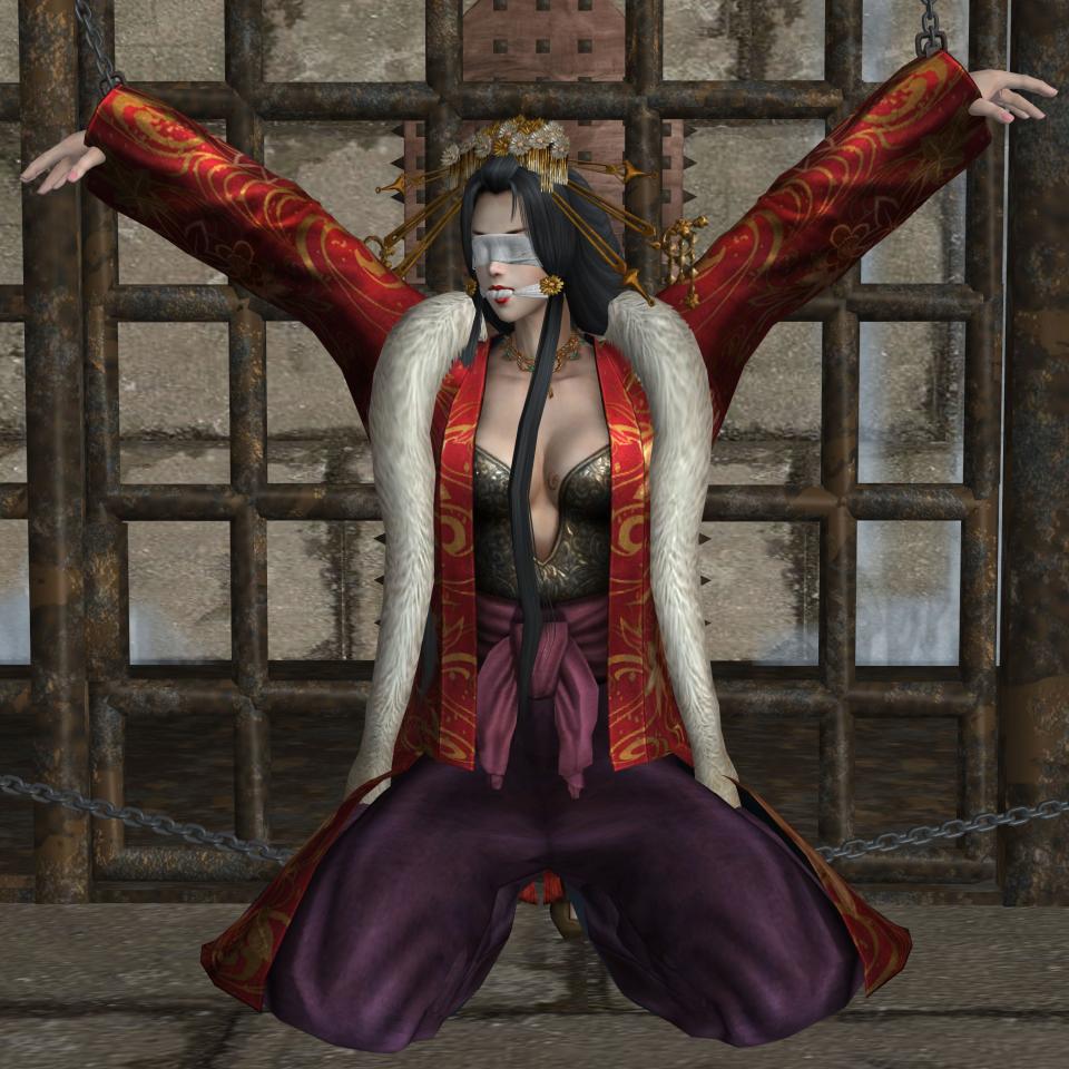 日本天下第一绝色美人女妖被拘束拷问，木马虐待 - 蒙眼，堵嘴，拘束，吊起，逆吊，应有尽有，有想定做喜欢女神的留言 [日本动漫,3D画]