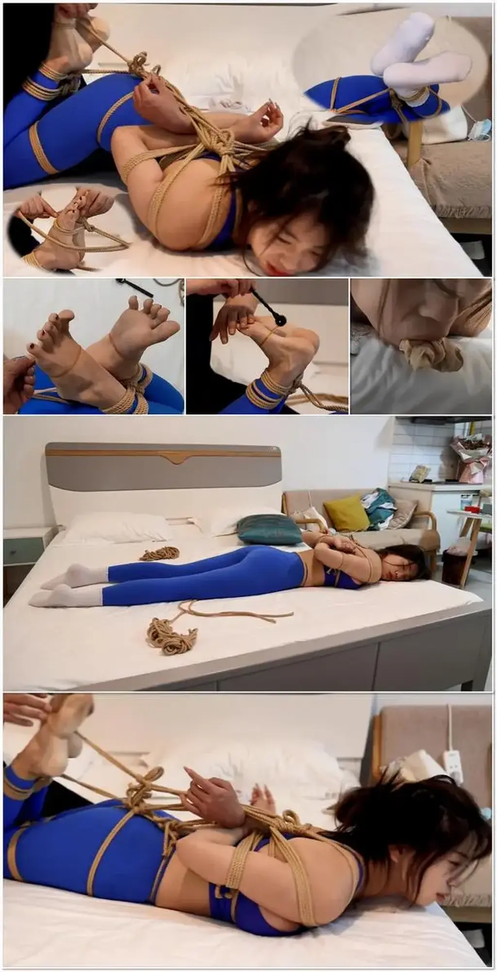 晴子，公寓里面的瑜伽少女88分钟长片全集，今天尝尝原味酸爽小船袜，长腿翘臀美艳股绳驷马，白袜、蕾丝船袜、裸足，各种折磨、各种挣扎，关于痒与痛的多种体验一次性放出，美足、TK、挣扎大片。  