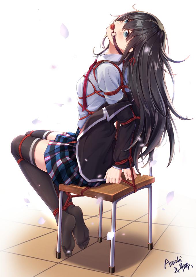  [Pantyhose,Gag,Breast bondage,Japanese Anime,Bound arms behind,Bound on chair]