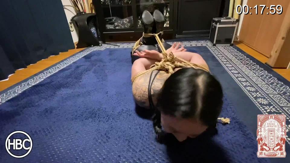 HBC X TBL; Mistress Chiaki Gags and Hogties Lady Hinako in Rope and Tickles her In a special collaboration between Hinako Bondage Clinic and Tokyo Bondage Laboratory, Mistress Chiaki flexes her Shibari skills on Lady Hinako with a strict rope bondage hogtie. Hinako is dressed in a sports bra, with shiny leggings and latex boots. Chiaki is quick to shut Hinako up with a cloth gag, but that doesn't stop the sounds of agony emitted by Hinako when she gets tickled by Chiaki's long nails. <br><br><span style='color:#b0b0b0;'>[Hidden text will display after purchase]</span>