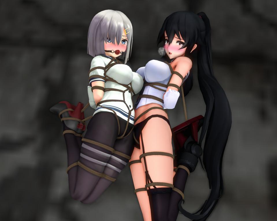 紧缚诱拐 舰娘矢矧&浜風  - MMD制作  导入矢矧浜風模型 无字幕kb图 不是漫画 [丝袜,龟甲缚,百合女同]
