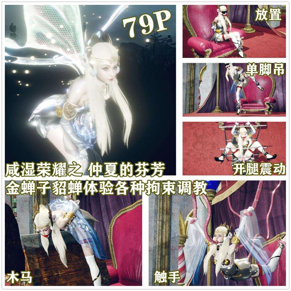 79 P王者荣耀系列之仲夏的芬芳 貂蝉人气皮肤仲夏夜之梦 体验拘束调教 白丝控必入 - 人物模型已经尽全力了，喜欢的请留言，谢谢大家 [Gag,Chinese Anime,Armbinder,貂蝉]