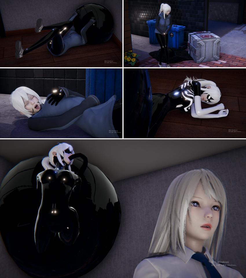 【胧月工坊】乳胶少女-最初的开端   乳胶触手服 紧身衣  束缚 粘液 全身包裹 中文剧情向 - 少女在夜跑发现了一箱泄露的液体，好奇心的驱使下上前查看，却被乳胶紧紧束缚着   如果有什么建议欢迎私聊 前期更新可在P站搜索胧月工坊 (ID 7361219)     