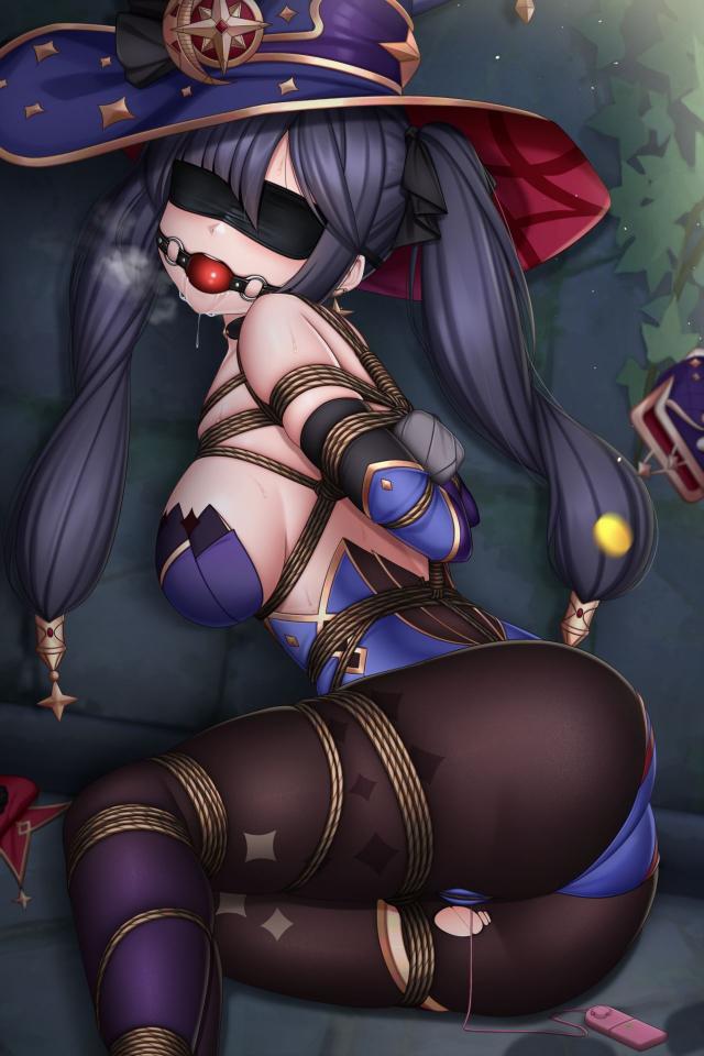  [Pantyhose,Gag,Japanese Anime,Blindfolded,Crotch rope tie,Pocket Vibrator,Ball gagged]