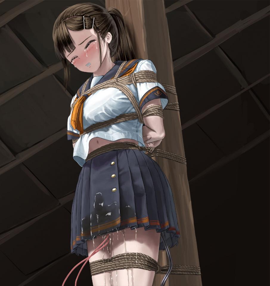 Anime pole tied - Anime school girl is tied up to pole. https://www.boundhub.com/albums/20632/anime-pole-tied/ [日式反绑,学生（水手服）,日本美女,白丝,失禁,震动棒,JK]
