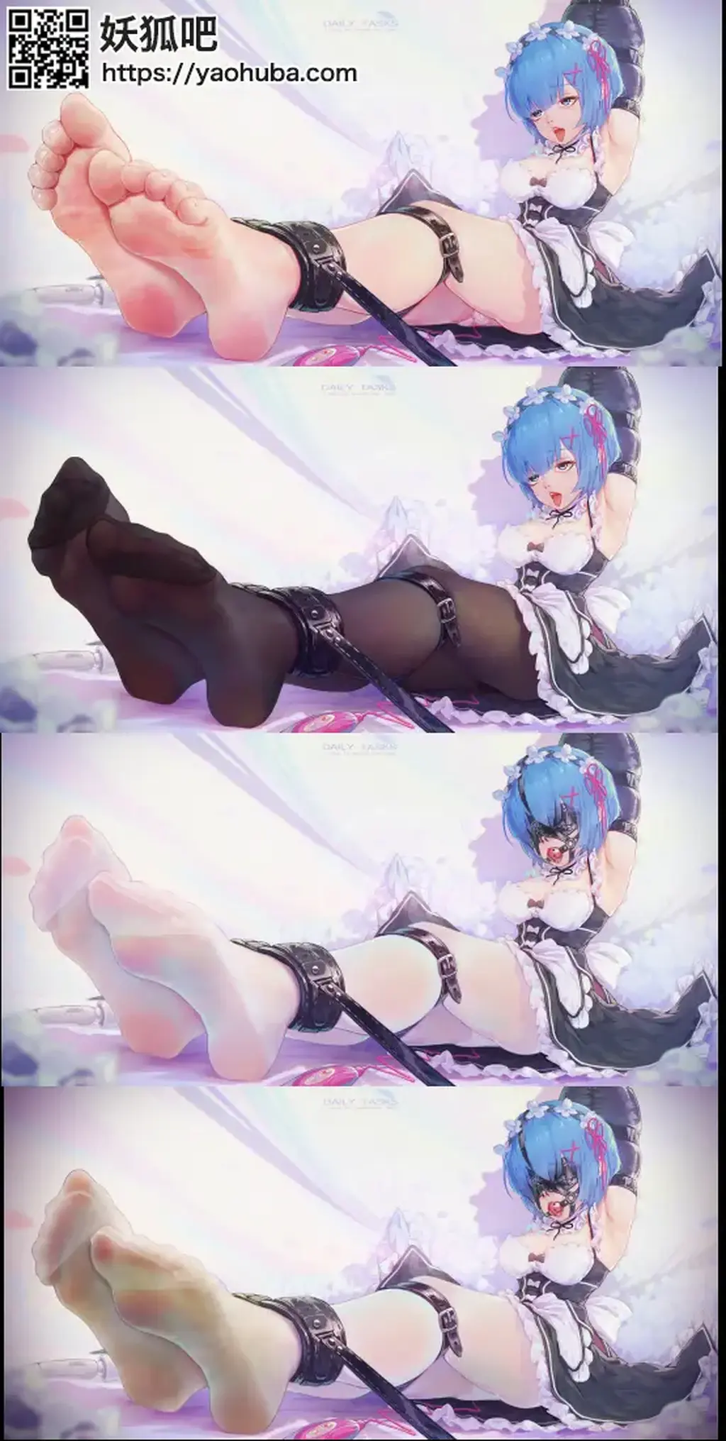蕾姆的调教训练 - 细致刻画 差分巨多~~~  画师：Ice  网址：https://www.fanbox.cc/@icecake [堵嘴,眼罩/蒙眼,口球]