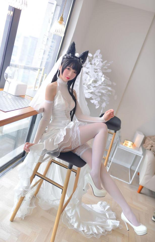 爱宕花嫁捆绑 - 雪琪sama爱宕花嫁捆绑捆绑套图 [礼服（婚纱）,猫耳,高跟鞋,白丝]
