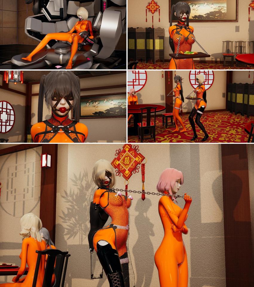 【胧月工坊】乳胶监狱3  机械拘束 眼罩 堵嘴 紧身衣 囚犯 牢房 旗袍  高跟鞋 中文剧情向 - 终于解除了惩罚的密卡尔被安排了新的任务，在中餐厅作为一名服务生，现在密卡尔终于可以开始正常的监狱生活了...... [情趣（乳胶衣）,3D画,木乃伊/全包,锁链, 剧情向]