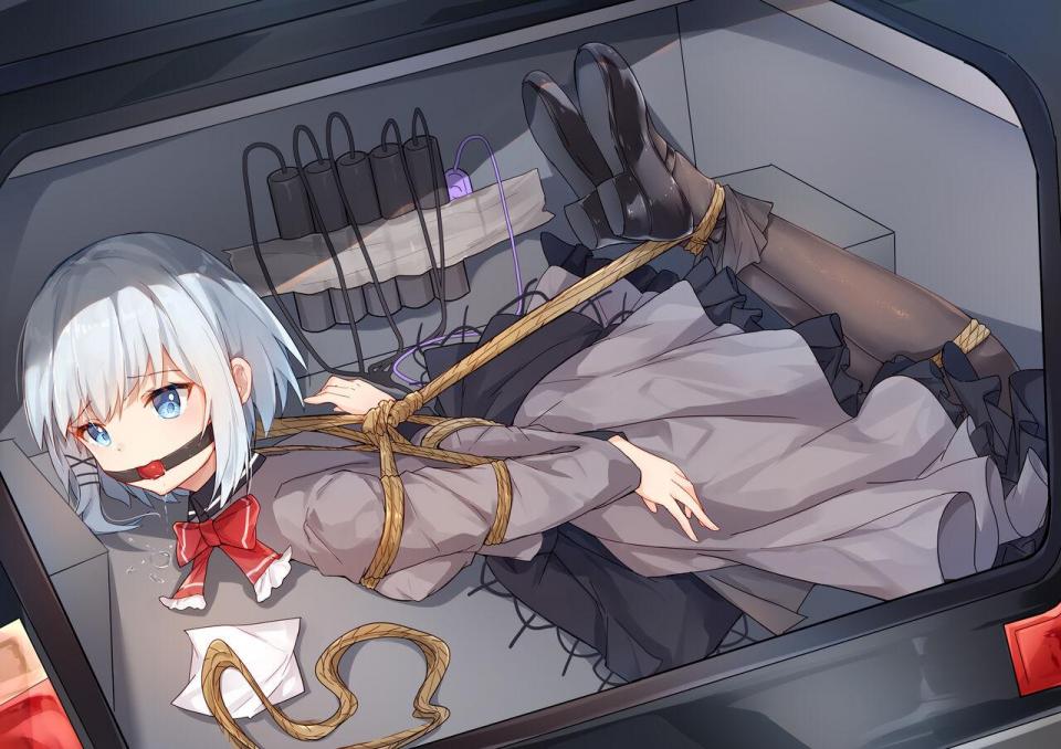 捆绑图 [Pantyhose,Hogtie (Lying on stomach),Gag,Japanese Anime,Pocket Vibrator,Ball gagged]