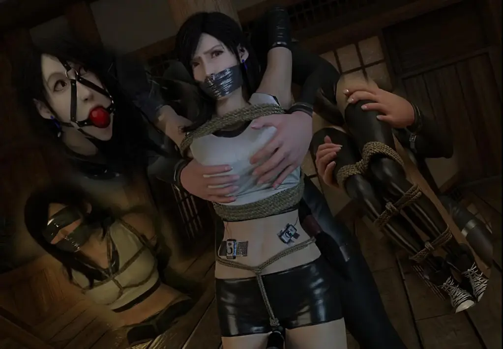 捕获续 - tifa 蒂法 拘束 捆绑 胶带封嘴 蒙眼 3D bondage tapegag ballgag 口塞 rope 拘束  [堵嘴,3D画,胶带,锁链,单手套,按摩棒,昏迷]