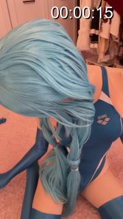 [ choiya ]青競泳手袋 蓝色竞泳泳衣手套Kigurumi 青競泳手袋 蓝色竞泳泳衣手套Kigurumi 紧身衣zentai