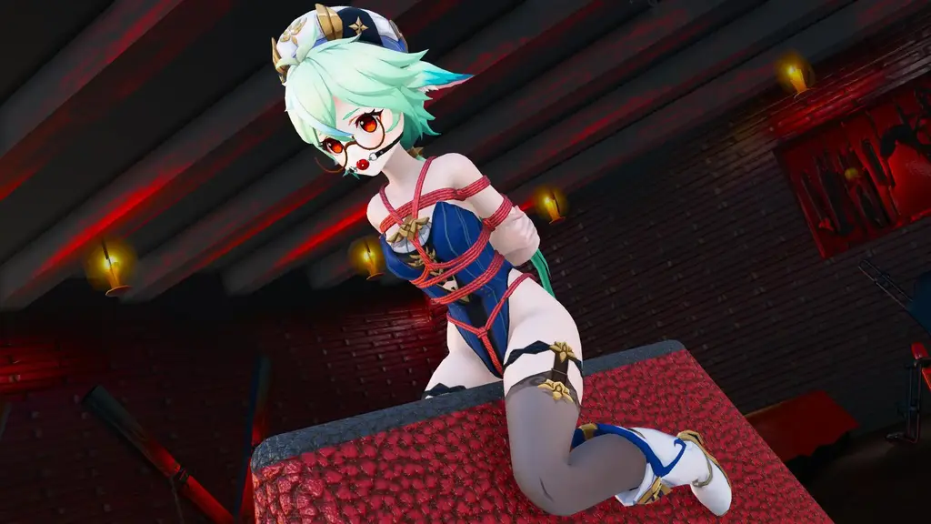 【原神3D拘束】萌萌的砂糖也被绑起来了 [日式反绑,堵嘴,高手缚,3D画,眼罩/蒙眼,股绳,游戏,后手缚（低混乱值）,三角木马]