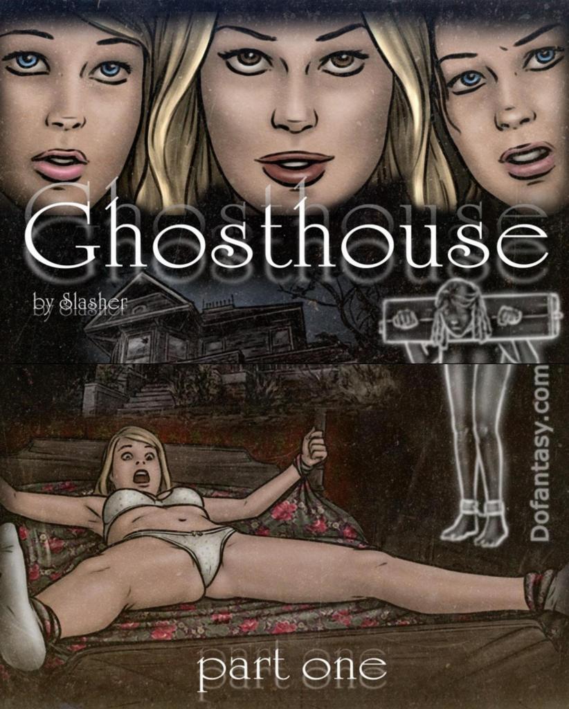 【中文翻译】Ghosthouse - (前3图为预览 the full collection begins with the 4th image)
Slasher
在《鬼屋》中，自称为团队“阿尔法”的丹妮尔与她的好朋友兰迪和特里克西打了一个大胆的赌注,谁要是胆怯不敢在废弃的、据说闹鬼的伯根森大厦过夜，就得穿上最紧身、最暴露的热裤去上学。三位女孩自信地认为这座老宅不过是个阴森的遗迹，便走了进去，期待着一个无害的乐趣和轻微的惊吓之夜。然而，阴森的气氛和令人不安的寒冷很快让兰迪和特里克西开始怀疑自己的决定。随着鬼魅时刻的临近，大厦的黑暗历史开始浮出水面。女孩们很快遇到了一个幽灵般的孩子的灵魂，警告她们要在为时已晚之前离开。但此时，房
