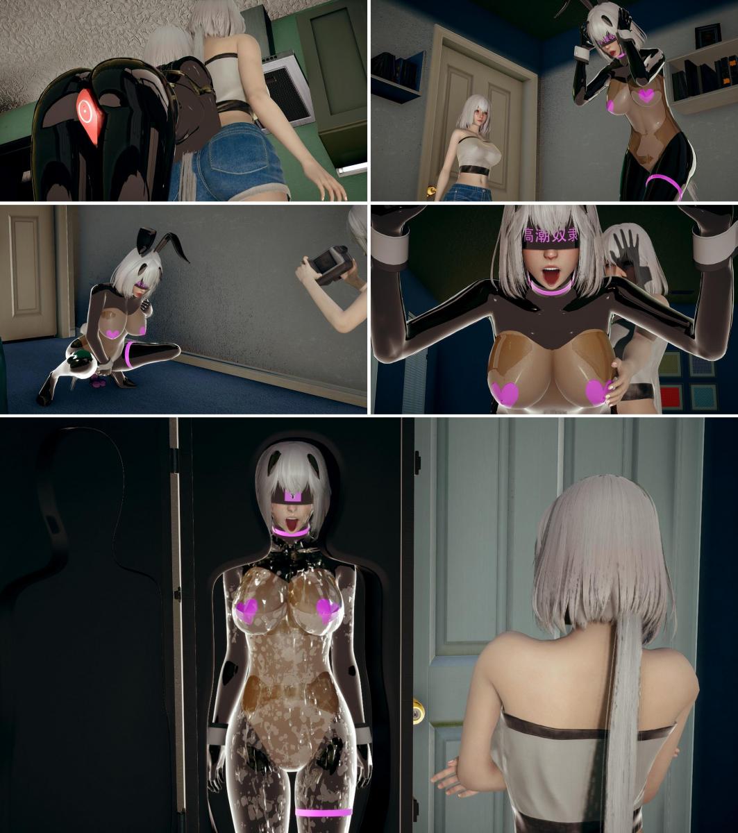 【胧月工坊】姐妹游戏 乳胶衣 紧身衣 兔女郎 拘束  眼罩 洗脑 控制 胶衣 中文剧情向 - 可恶的姐姐，每次都穿着乳胶衣在我面前晃悠，这次我要好好调教你才行，让你为平时的行为付出代价 [3D CG,Blindfolded,story rich]