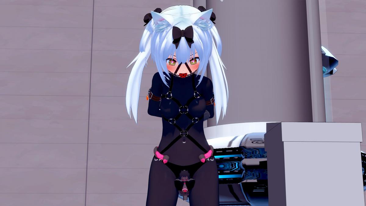  [Gag,latex bodysuit,Strait jacket,Ball gagged]