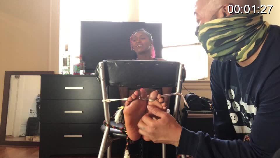 TICKLED in a Chair  #Ebony Foot Fetish<br>#Foot Fetish<br>#Foot Tickling<br>#Tickling<br>TICKLED in a Chair