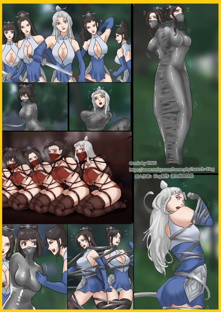 king的杰作！典藏彩漫《缚侠传—五女侠群缚全包噩梦》诡异软剑肆意缠绕包裹 捆绑玩弄包裹群缚人棍 - 灵感来源于葫芦娃里的软剑捆绑情节，不过这次捆绑对象加倍，5名美丽女侠被包裹囚禁成人棍，被采花大盗肆意玩弄囚禁~武侠一直是刻在我们骨子里的浪漫。也希望大家喜欢和支持这个系列。最近真的是被盗版和ai绘画两面夹击，画师的生存空间越来越小了，还希望大家支持正版，给我们继续创作的动力~谢谢各位多年的支持~ [木乃伊/全包]