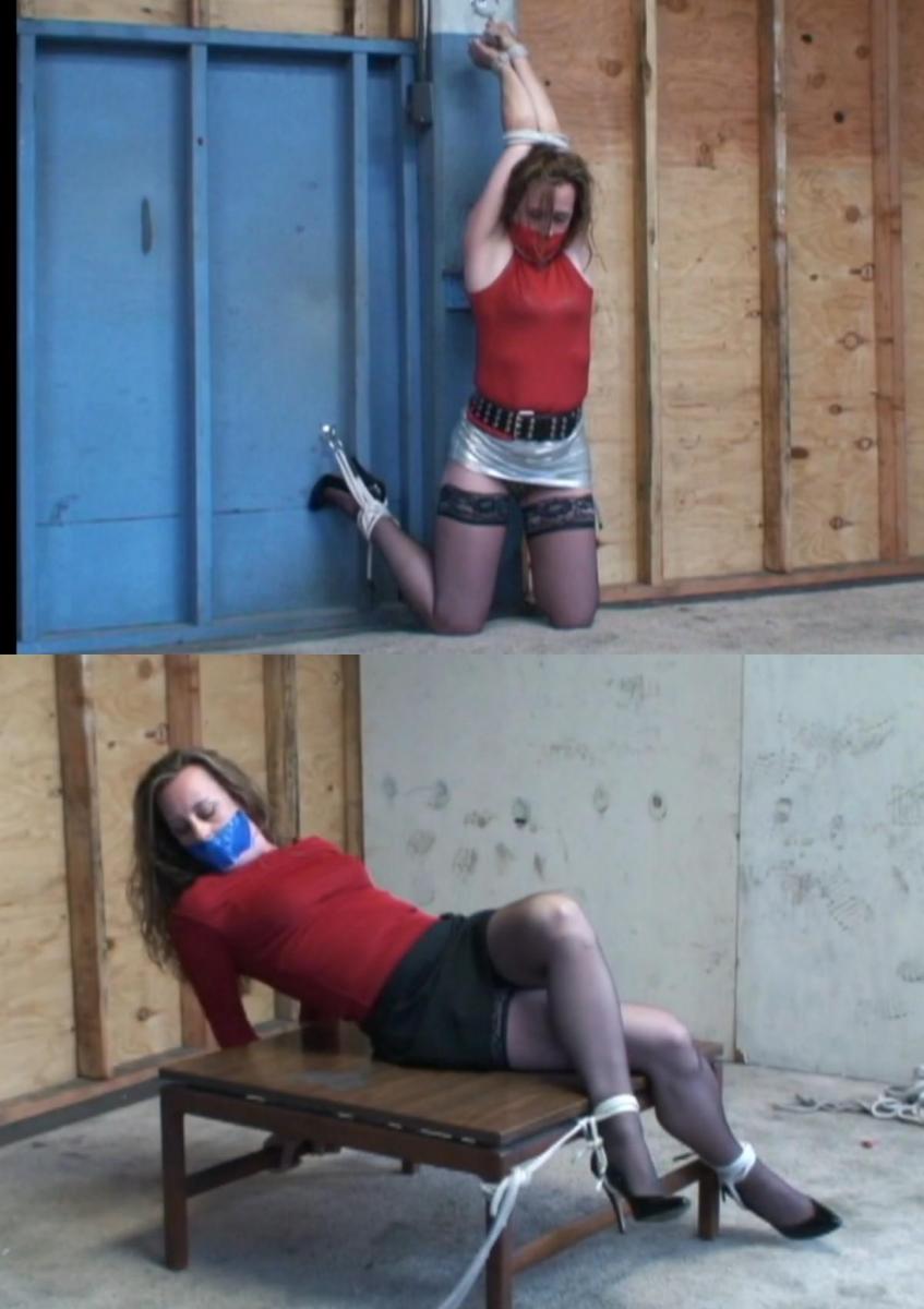 Three tough ties for his hot MILF neighbor 性感性感的MILF多米尼克再次落入猎人的魔掌。他用三个艰难的束缚姿势让她经受住了考验。首先，穿着迷你豹纹连衣裙、高跟鞋和长筒袜，系在一张低矮的桌子上。她的嘴被胶带封住，脚踝被拉起，绑在绑着的手腕上，膝盖放在地板上，系着一条改良的系带。<br><br><br><br>然后，她被捆绑在桌子上，身体向右上倾斜，捆绑的手臂被拴在桌子底部。她匀称的双腿交叉，脚踝绑在桌子两侧。她穿着紧身上衣、裙子、高跟鞋和长筒袜。Hot sexy MILF Dominique has fallen into the clutches of the Hunter once again. He puts her through her paces with three tough bondage positions. First tied over a low table in a micro mini leopard dress, heels and stockings. Her mouth is sealed shut with tape and her ankles pulled up and tethered to her bound wrists with her knees on the floor in a modified hogtie. <br><br>Then she is bound right side up leaning back on the table with her bound arms tethered to the bottom of the table. Her shapely legs are crossed with her ankles tied to the sides of the table. She is dressed in a tight top, skirt, heels and stockings.