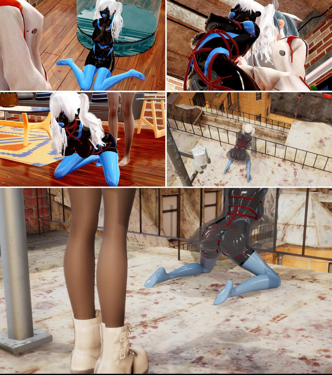 【胧月工坊】无肢少女3  乳胶衣 紧身衣 人形 包裹 全包 绝顶 堵嘴 自缚 胶衣 龟甲缚  蒙面 放置play 中文剧情向 - 自从那天之后就感觉自己已经离不开那副模样了，果然还是接受了吧 [丝袜,3D画, 剧情向]