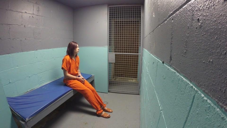 Skully gets busted part#3 She was caught with some contraband <br>He puts her handcuffed into a holding cell to wait 