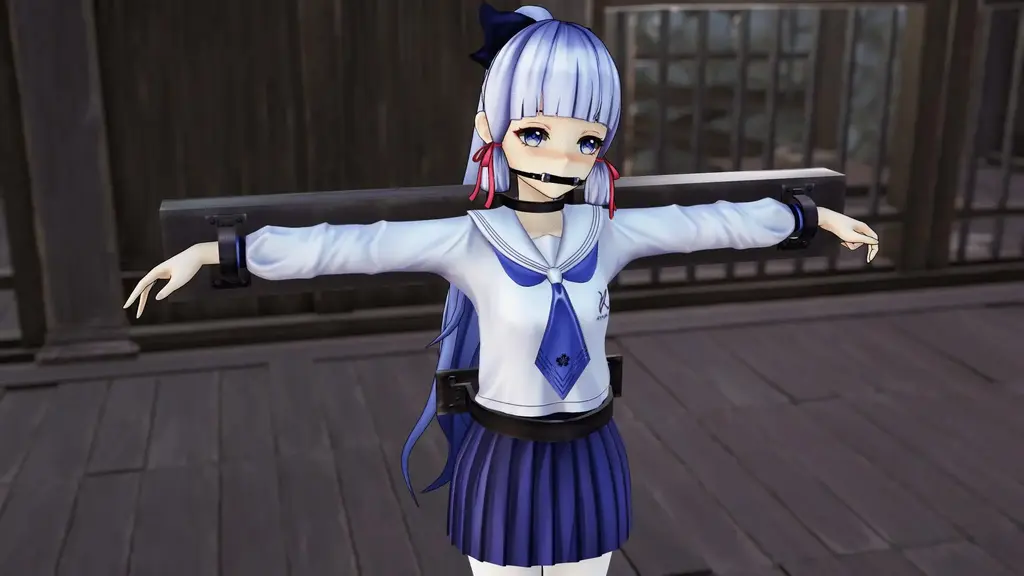 【3D原神拘束】JK神里凌华在画室的捆绑 神里凌华又来啦，跳舞 十字架挣扎<br>这次是白丝JK装，跳舞时配合着画室背景，很现代<br>之后在监狱里被绑在十字架上<br>天天跑图刷副本确实会很累，所以让她穿上JK绑着休息会<br><span style='color:#b0b0b0;'>[隐藏文字，购买后可见]</span>