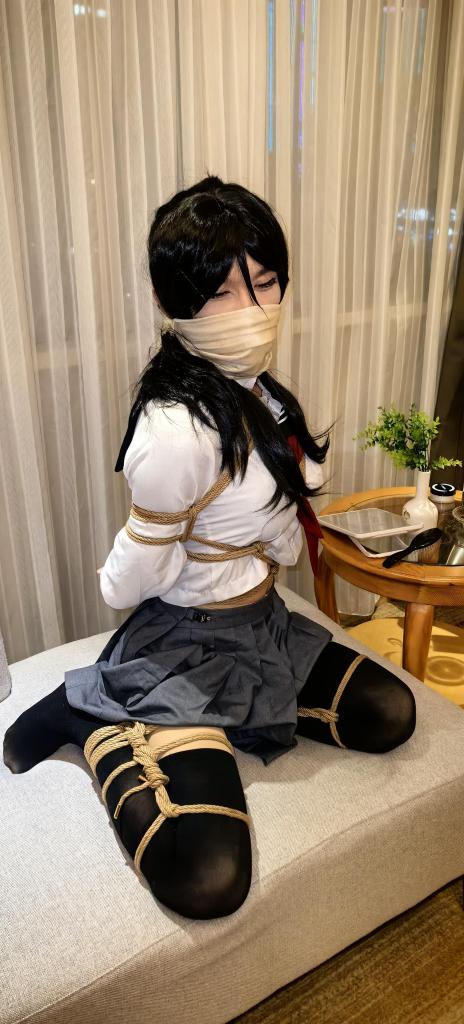 男娘绳缚体验 - 也算是体验了一次当绳模的感觉，男娘介意勿买哦。 [Sailor suit,Breast bondage,frogtie,LGBTQ,捆绑]