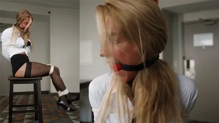 Buff Blondie 01 Little Buff Blondie was having a secret meet-up with a new play partner so she could get herself tied up. She even got dolled up in a tight blouse, short skirt, stockings and heels. A big red ball gag and tight ropes hold her well but there's a bit of fury to her thrashing. Well it turns out the guy was pretty late in showing up and at about this point she really has to go.<br><br>But he isn't ready to let her go yet. They got things to do! He promises that once they've finished up their planned session he'll send her on her way. Until then Blondie is just going to have to tough it out, which she seems none to happy about.