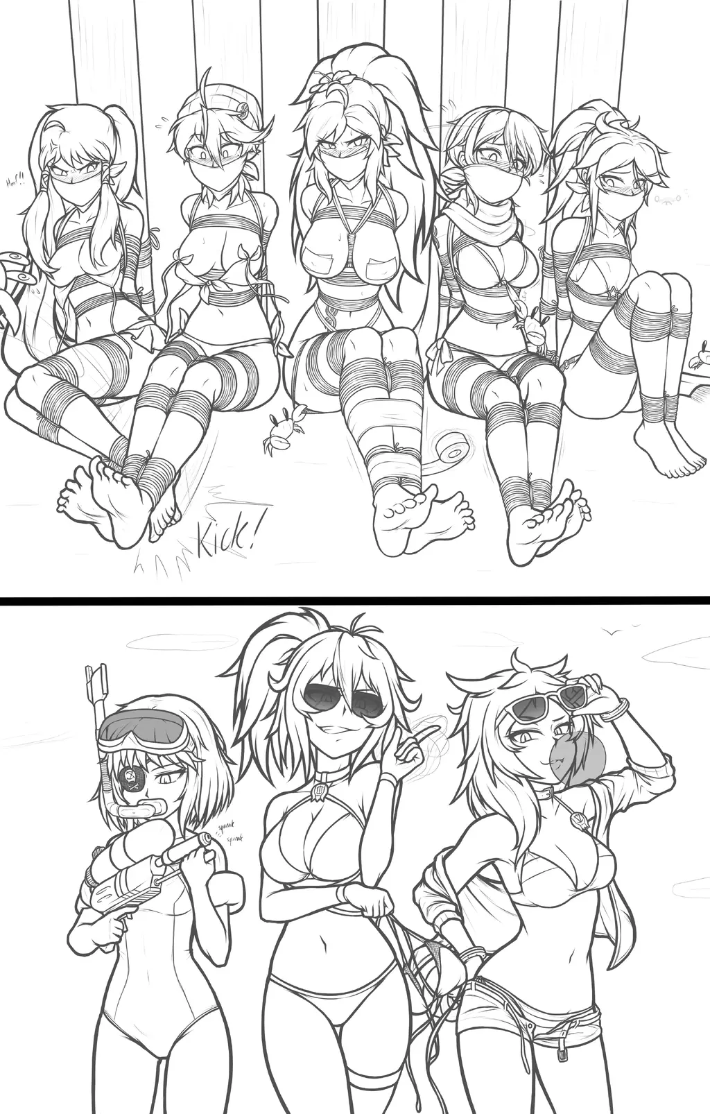 WIP- Bound for the Beach: Leuedai (Sketchies) + WIP- "This is OUR beach~" (Sketchies) - 原作者：Magnolia