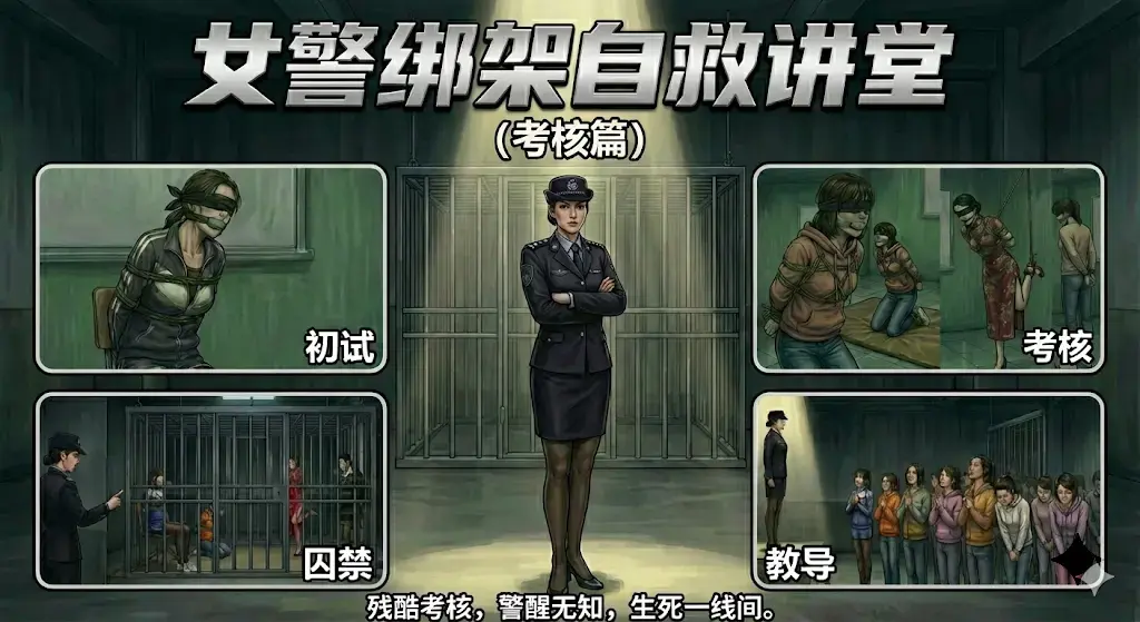 原创—自救讲堂考核篇，女警检查学员们的学习成果（内含电击，失禁，各种高级绑匪的高阶绑法）