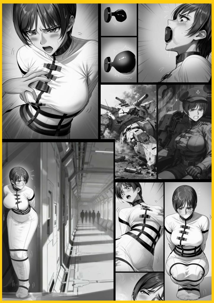 king的黑白漫画《女武神的拘束衣》鲁路修画风 极致御姐被拘束衣包裹成洁白人棍  只能扭动挣扎 被狱卒肆意玩弄揉捏 极致堵嘴玩弄~ - 当年看了一部叫叛逆的鲁路修动漫，里面的御姐画风超有感觉，而且里面还有特别有趣的拘束衣款式，不过那个动漫世界观实在太复杂了，于是只用了画风和拘束衣，搞了个捆绑王牌机甲驾驶员的动漫，喜欢的千万别错过了。

反抗军王牌战败跌落神坛。联邦特制紧身拘束衣将她全身禁锢，肢体僵直、双腿并拢、十指无法动弹，宛如僵硬的白色人偶，外形滑稽狼狈。密闭面料闷热窒息，每一次挣扎都只剩肌体酸痛、身心俱疲。饱受折磨的她，以笨拙僵硬的姿态，踏上凶险的绝境逃亡。