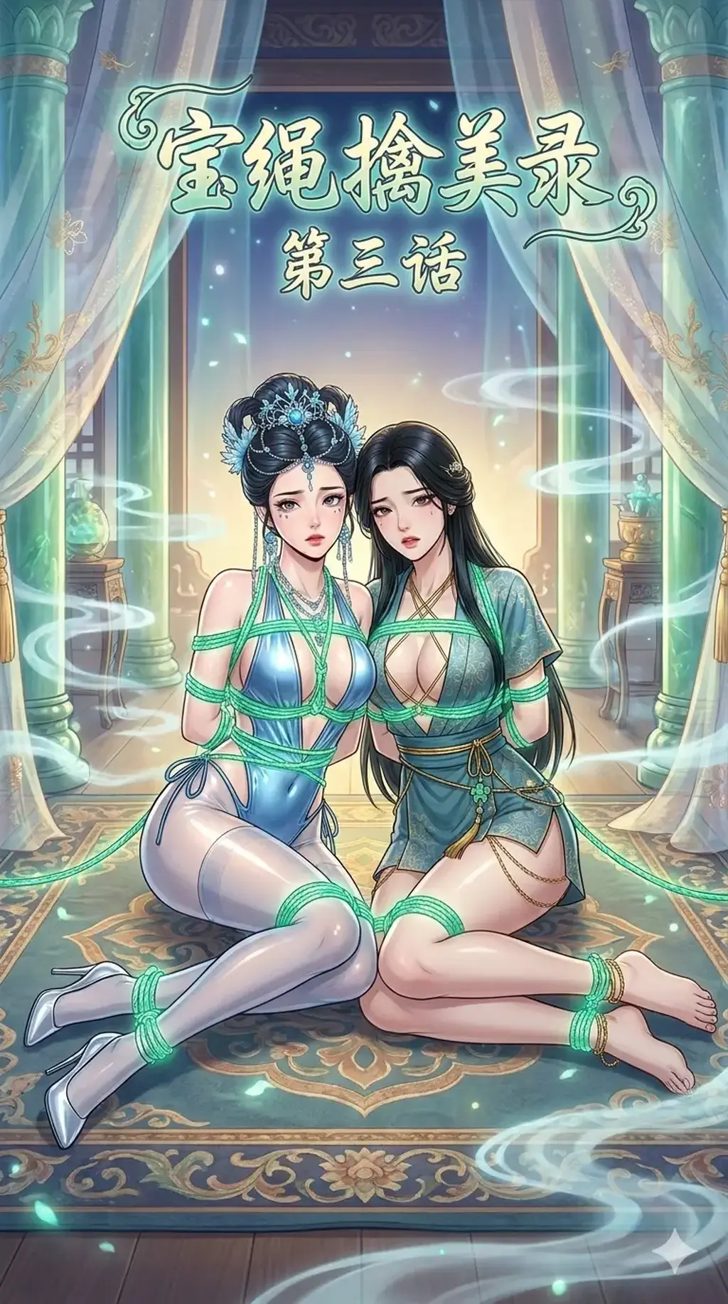 宝绳擒美录第三话 - 叶倾云从林如雪手中逃出，逃至一处密林，她们发现一处隐蔽的山洞，在里面竟然遇到了林如雪的师妹柳如烟，她主动请求叶倾云用绳子将她绑起来，之后还送给了叶倾云能够克制锁灵绳的宝绳“天蚕丝”……