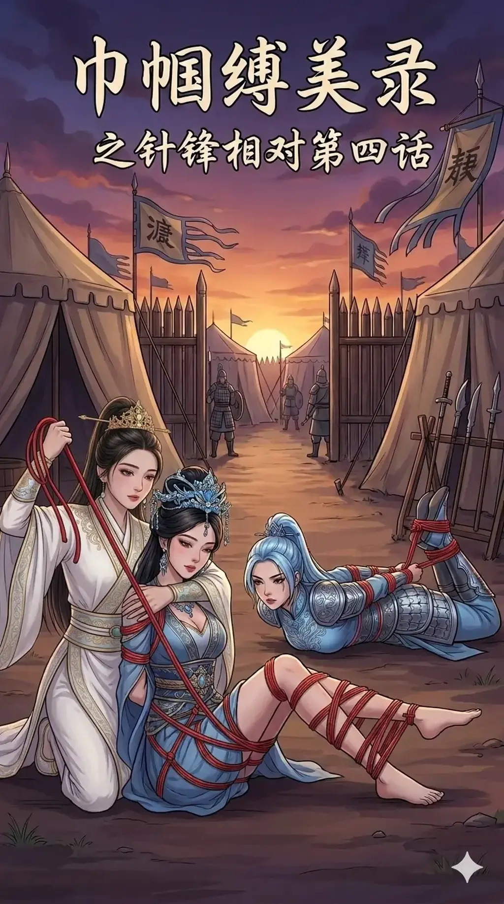 巾帼紧缚录之针锋相对第四话 - 萧玉若本是女侠，慕容心希望她能够改换门庭，开始了对她的劝降，萧玉若不肯投降，慕容心便只能使些手段了......