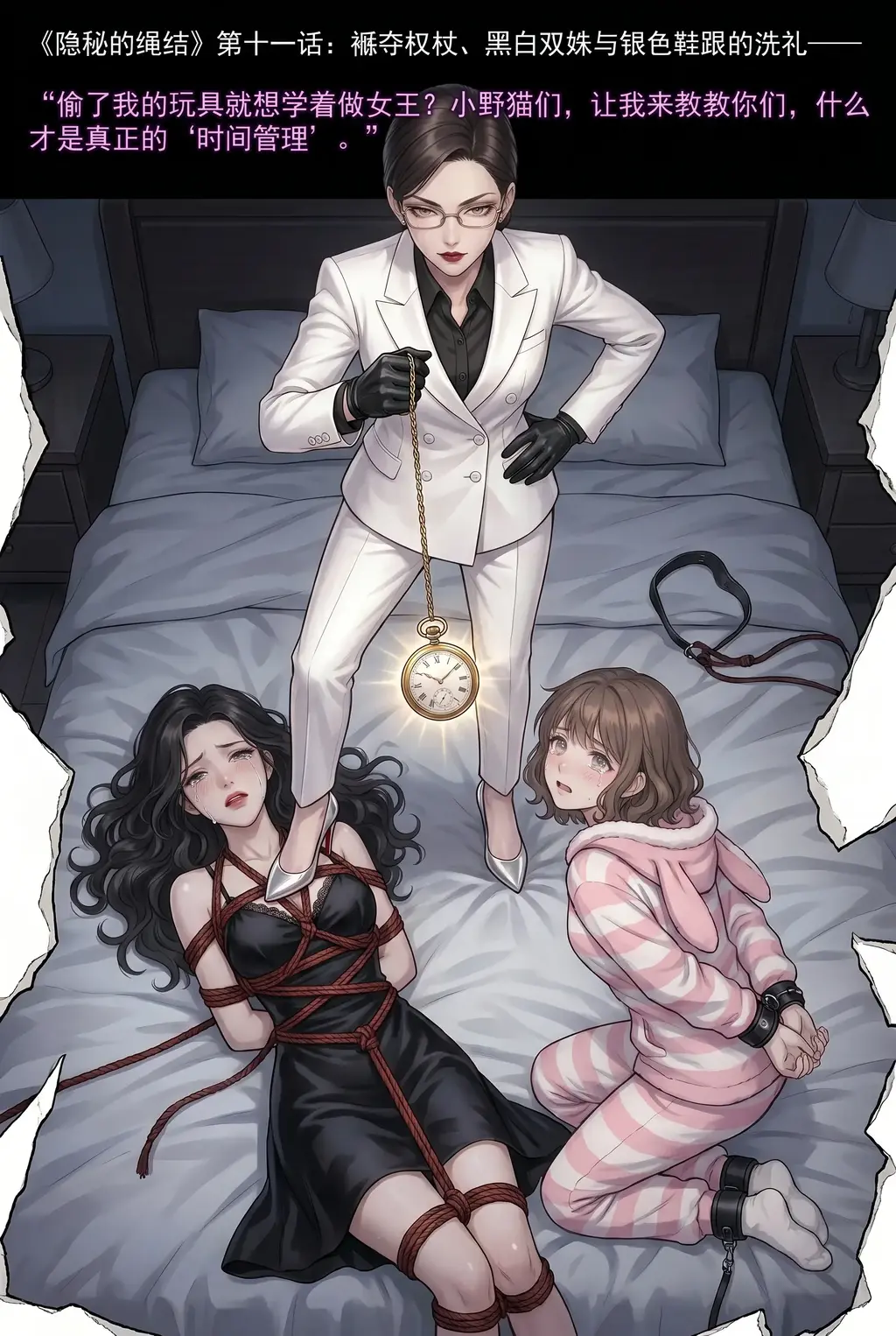 《隐秘的绳结》刑具篇 - 感谢支持，重要声明：封面与主线无关，短片漫画主线故事在1-20张，为避免浪费在故事结尾展示出的制作杂图，不喜勿喷，看清再买。画风与人物一致性不高，请谅解