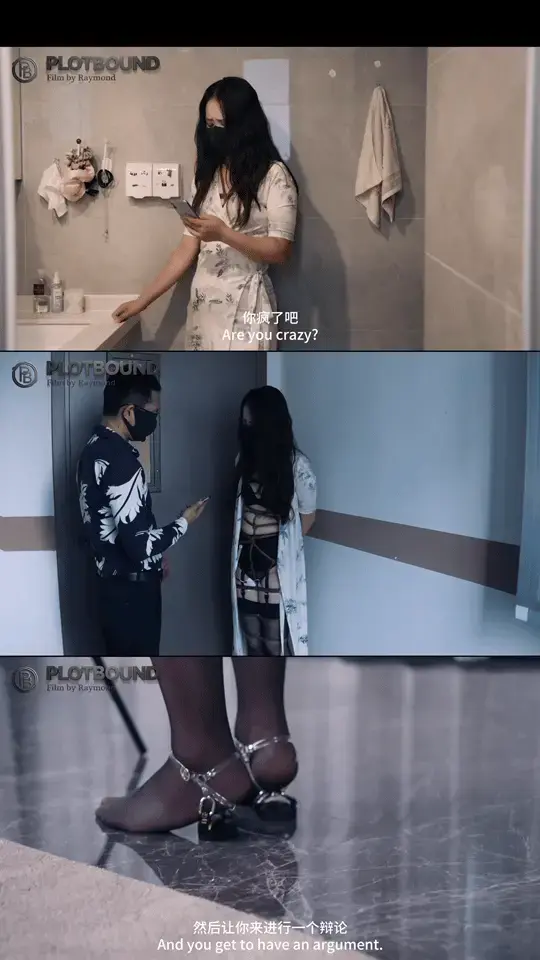 【PlotBound】(精品剧情)女神老师不可能是个M（第四集）:一边被折磨，一边进行视频授课（详情入内查看） 如果喜欢我的作品，可以点击上方头像位置的“关注我”，以便及时收到每一次的更新提醒。<br><br>时长：00:43:06<br>大小：1.73G<br>分辨率：1080p<br>字幕：中文语音 中英文双语字幕<br><br><br>本期剧情简介：（以下只是概括，正片内容更丰富，硬核折磨的同时有大量对话）<br>剧情接上集。本集中，正在王伟家给王伟补课陈玲老师因为身上的电击器被张超控制，不得不去卫生间跟张超视频，随后在卫生间视频的过程中，被要求脱下外衣给张超展示身上的装扮，还因为刚才拒绝视频被张超执行了1分钟的电击惩罚（胶狼50-80波动），以至于叫出声来。<br>随后，因为补课时间太长，被等的不耐烦的张超叫到楼梯间来，被背绑手双手，打开衣服露出里面的内衣和绳衣。陈玲没办法，只能这样小心翼翼的从楼梯间走去张超家里。<br>张超答应马上让她继续给王伟补课，然而没想到的是，却是让她视频补课。<br>陈玲上半身被绑成后手观音的姿势，脚上被戴上脚钉和电击触发器，一旦脚后跟落地，不但会被脚钉扎到，还会触发电击按钮。同时，下半身的股绳被一根绳子穿过圆环连接着一瓶水。陈玲老师想要不被视频另一头的王伟发现她身上的样子，就只能保持在手机跟前，让手机摄像头只能拍到她的脸。而为了保持离手机进点，她就必须让股绳时刻吊起那瓶水。并且，还必须一直踮着脚。即使偶尔不小心触发了电击，也必须忍着。<br>在这样艰难的情况下，陈玲给王伟在视频里讲了约20分钟的课。终于，陈玲实在坚持不住了，只能谎称肚子疼，结束了此次视频授课。<br><br><br><br>PlotBound专注于捆绑及拘束主题的精细化剧情片创作，我们会用心去刻画每一部剧情和每一个角色，给你最好的代入感。<br>定拍，体验，合作拍摄可站内信联系。<br>更多作品请在站内搜索PlotBound