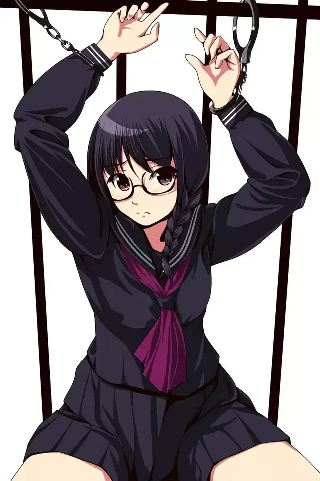 捆绑小女孩1 - 一套黑色jk小女孩捆绑图