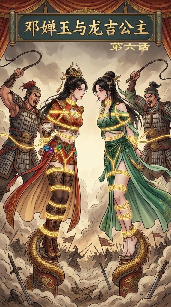 龙吉公主与邓婵玉第六话（纯26页剧情图+封面） - 国庆特惠，新上传的都会便宜卖，旧的打折促销还在继续，一直到国庆结束，《巾帼紧缚录》《封神缚美录》《女侠飞贼紧缚行》等一些漫画都在打折（因为系统有促销数量限制，不能全部打折），大家可以去我空间看看。 
龙吉公主将邓婵玉带到了昆仑山救治，在救治的过程中与邓婵玉的感情继续升温，救得邓婵玉性命之后，龙吉公主又以邓婵玉不听话为由惩罚于她，之后却又以救了自己为由决定放了她，这一救一罚一擒一纵之间，邓婵玉彻底沉沦.....